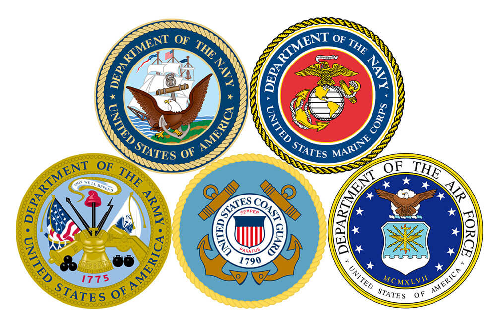 Seals of the United States Armed Forces.